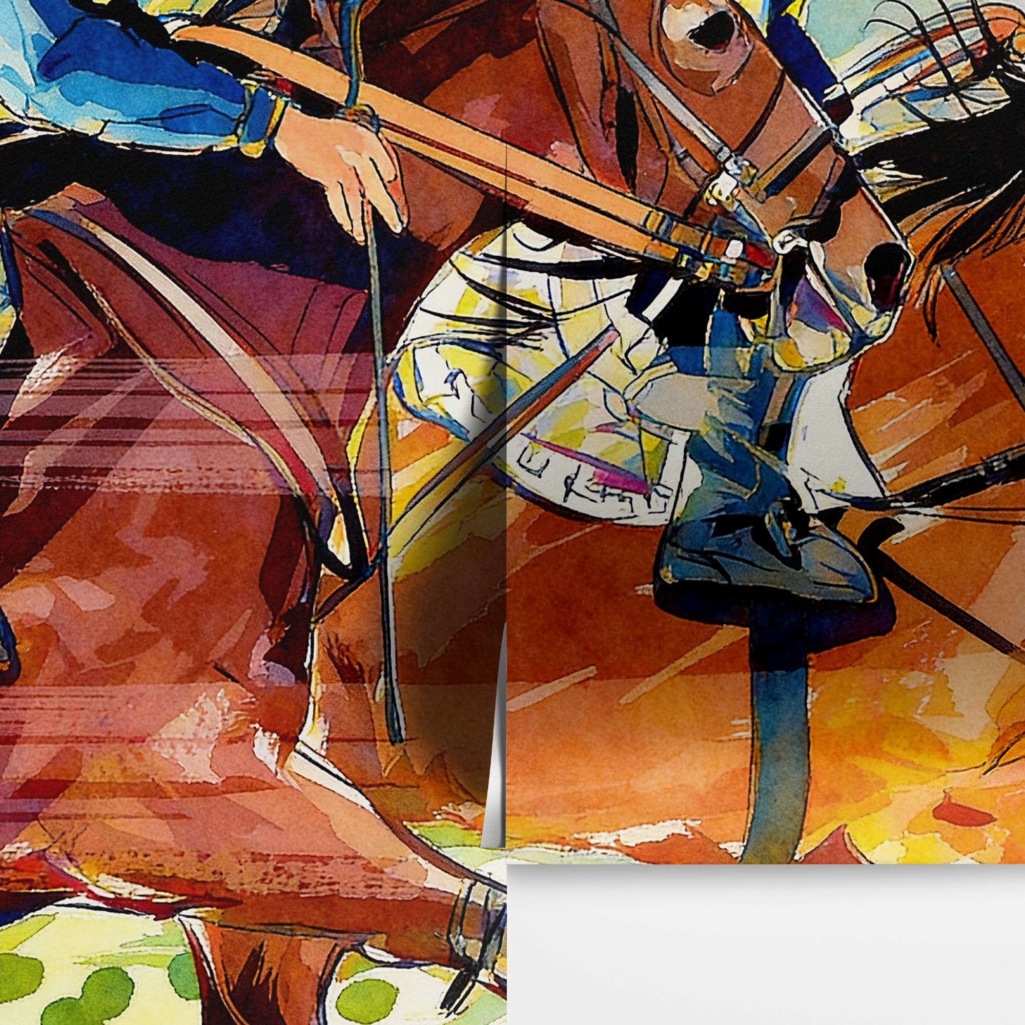 Jockey Equestrian Horse Racing Colorful Wall Mural. #7047