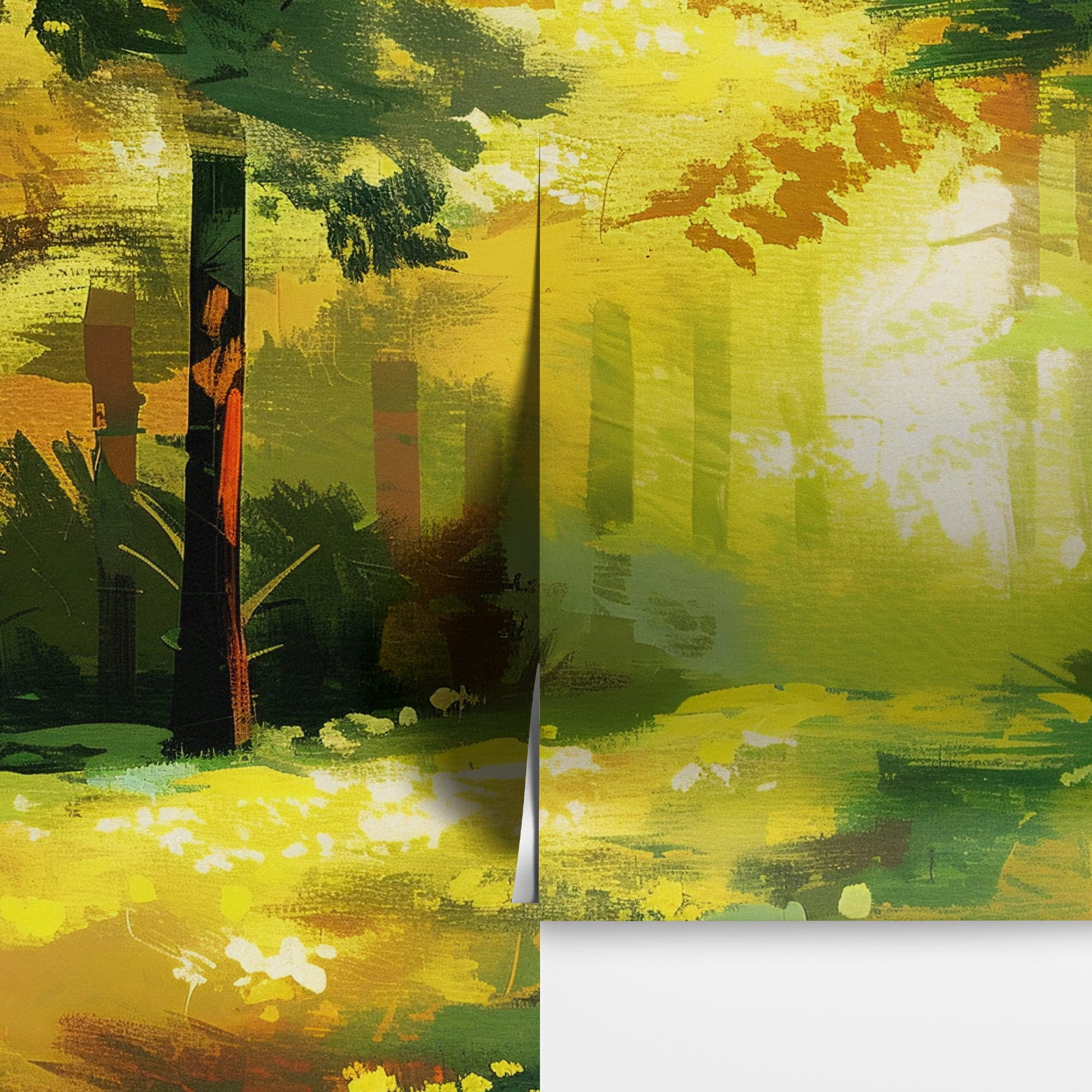 Green Forest Painting Wallpaper Mural. #7018