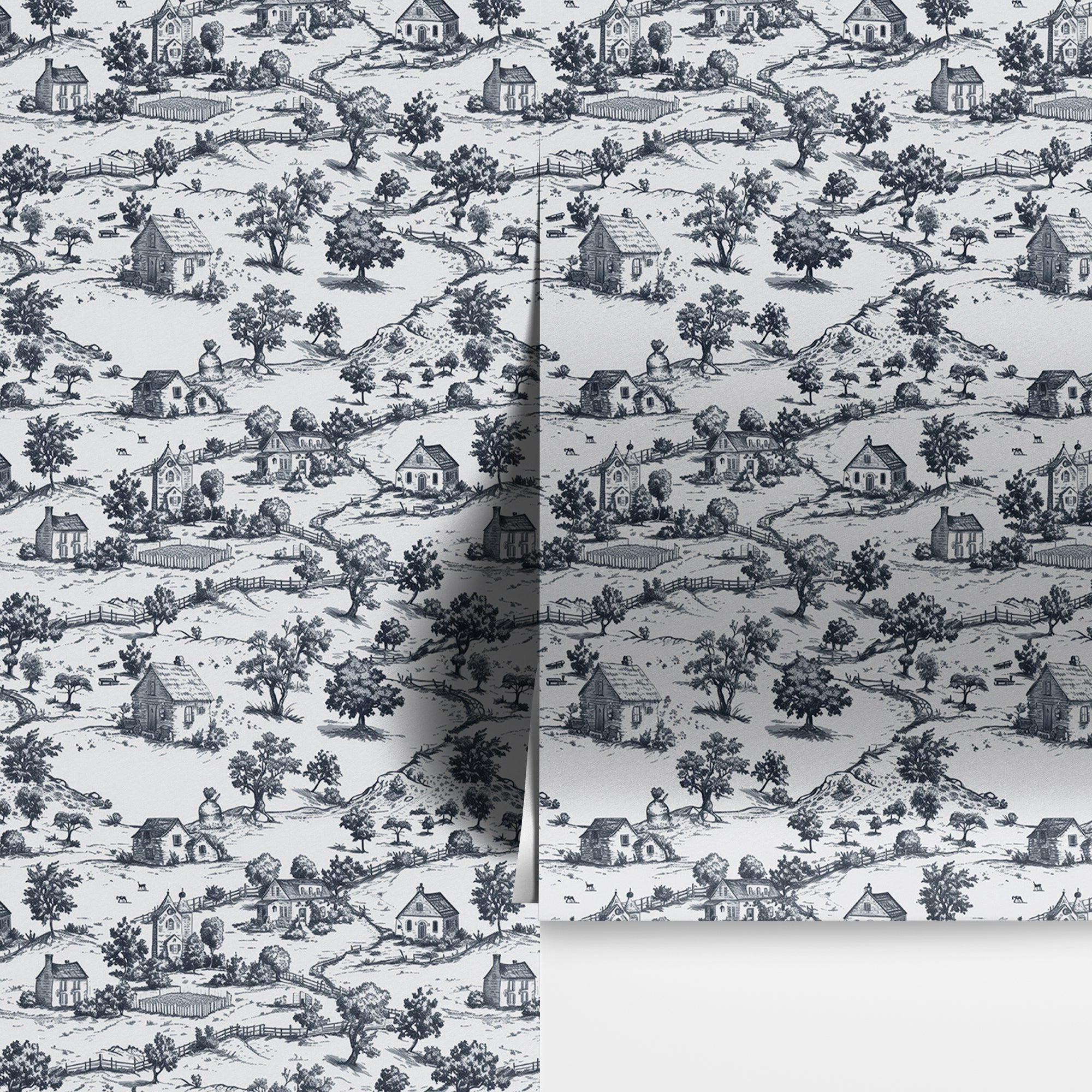 Rustic Wallpaper Peel and Stick Wall Mural. Countryside Motif Wall Decor. #6729