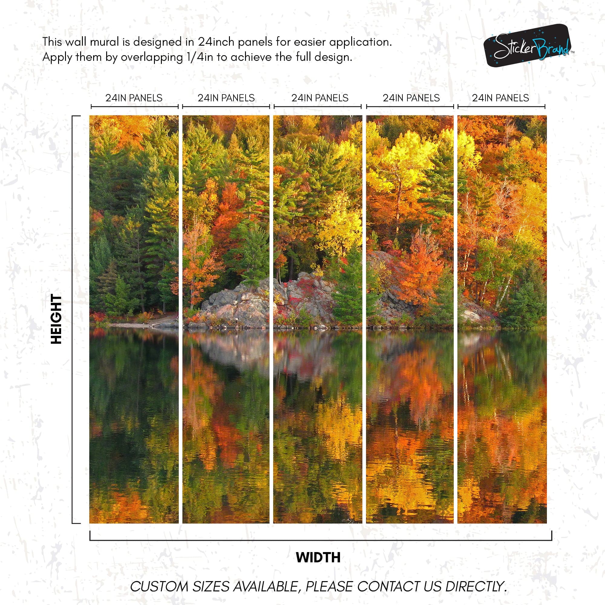 Colorful Autumn Forest Over Lake Wall Mural. Fall Foliage. #7052