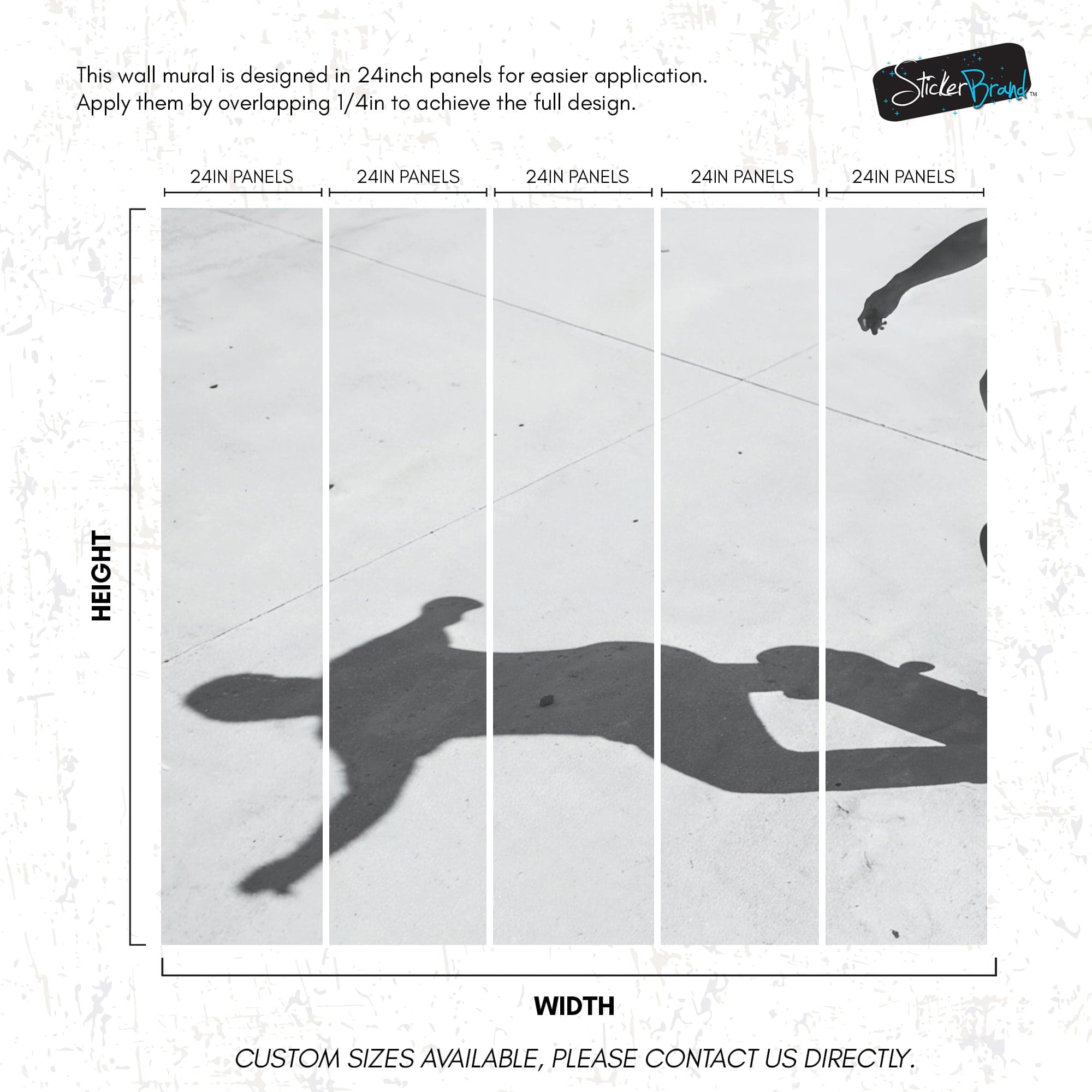 Black and White Skateboard Urban Wall Mural. #7066