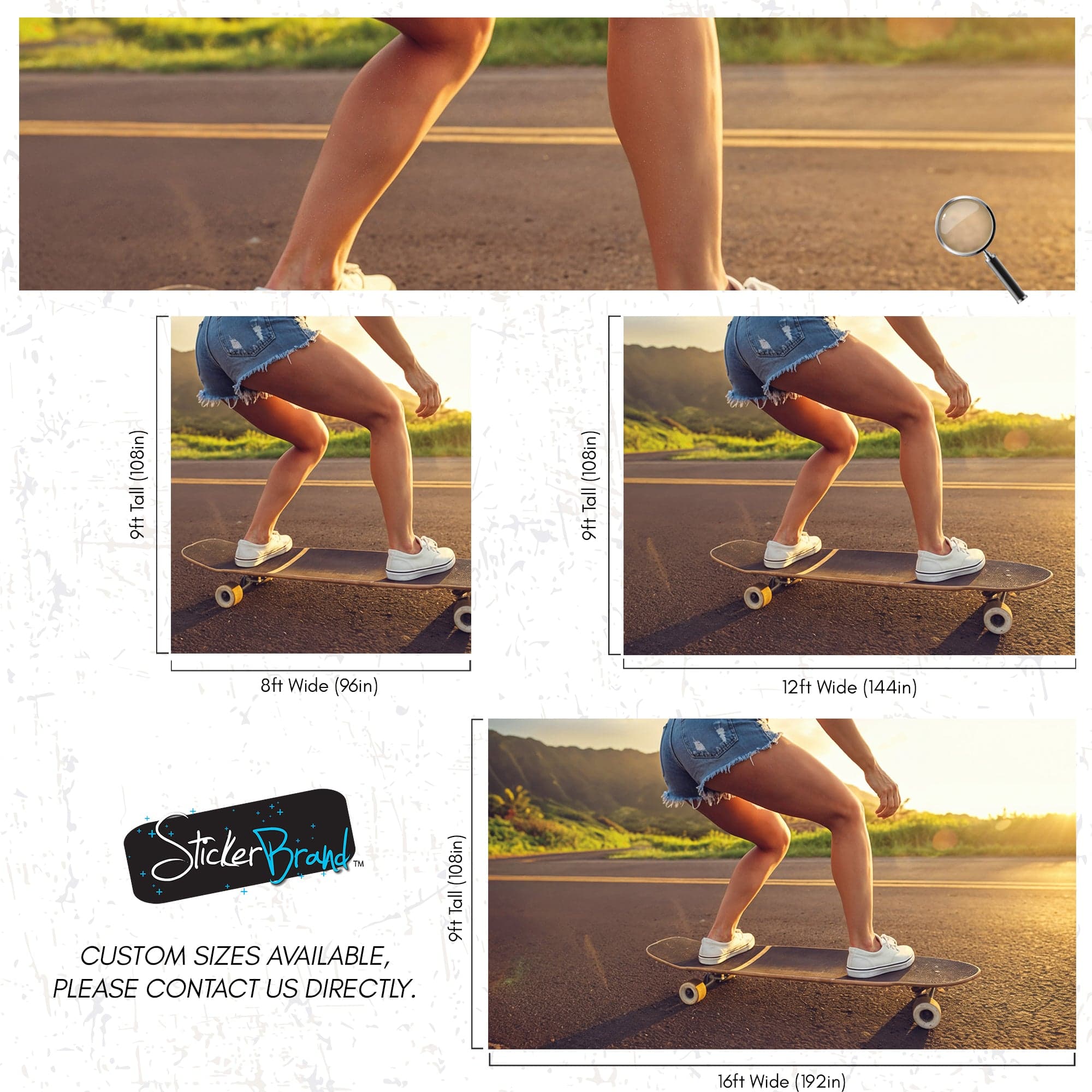 Skater Girl Wallpaper. Tropical Vibe Wall Mural. #7055