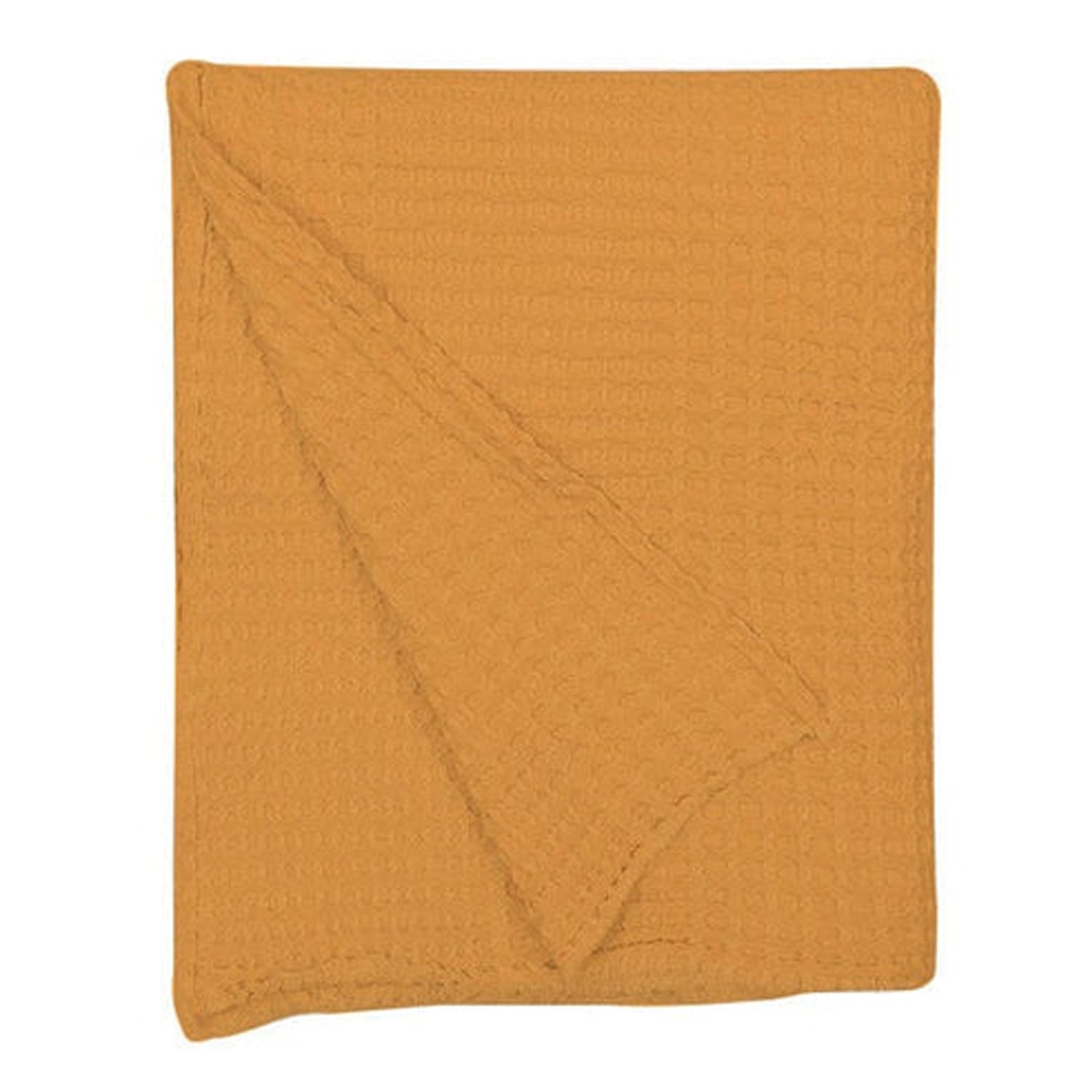 Mustard Yellow - Waffle Weave Throw Blanket | Super Soft | Pre-Washed | Pure Linen, Linen Cotton Mix or Pure Cotton Fabric-2