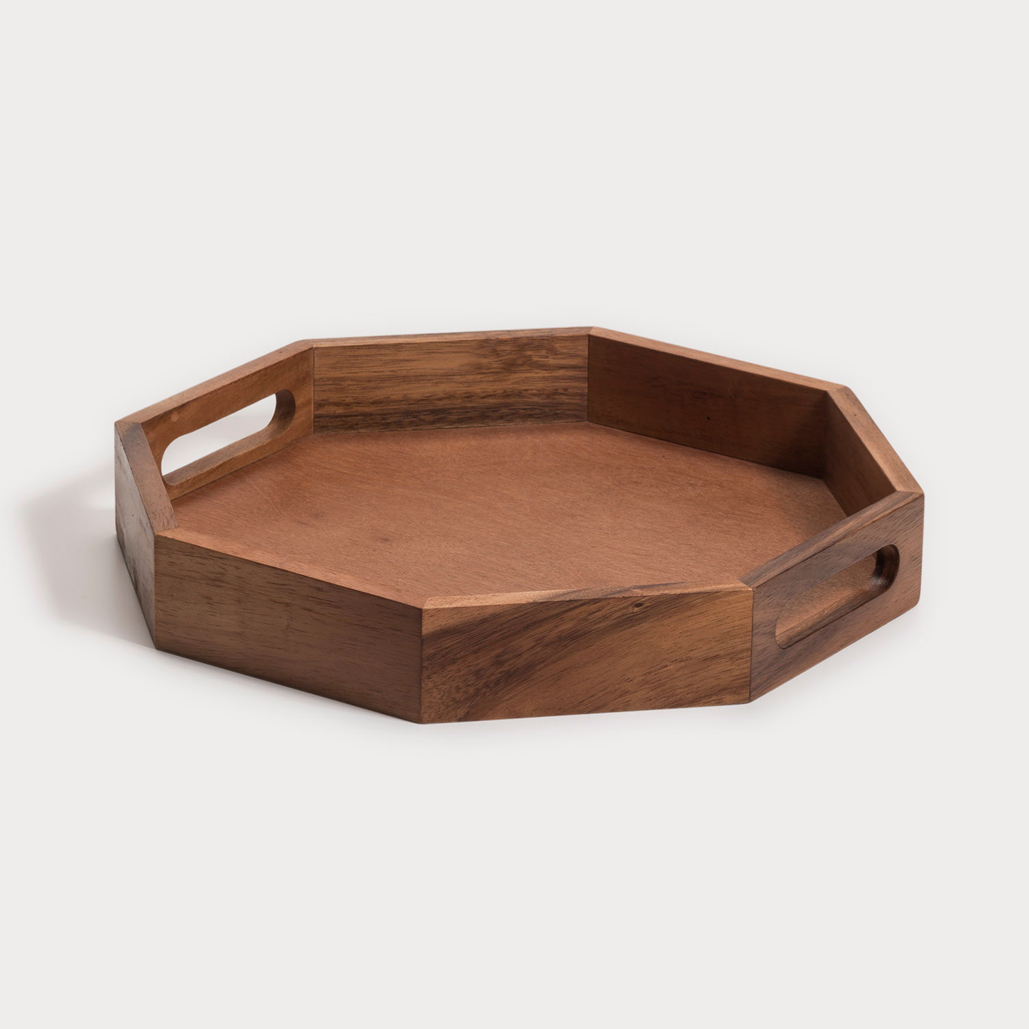 Acacia Wood Octagon Serving Tray –  Rustic Wooden Tray for Coffee Table, Kitchen or Home Decor