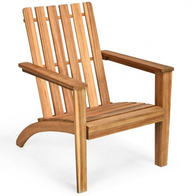 Indoor/Outdoor Acacia Wood Adirondack Lounge Armchair - Natural-0