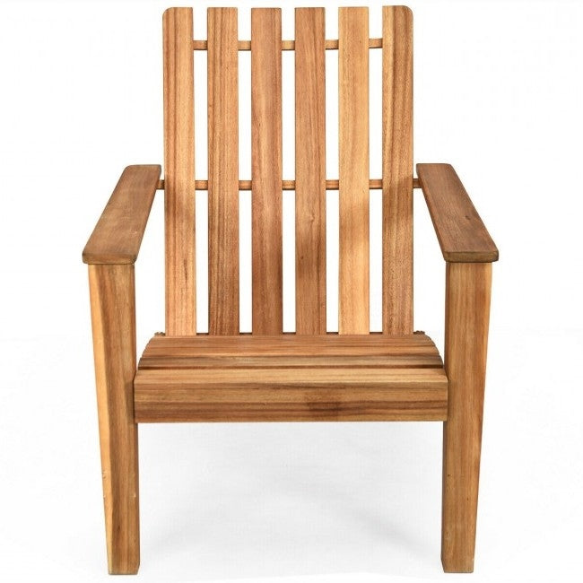 Indoor/Outdoor Acacia Wood Adirondack Lounge Armchair - Natural-1