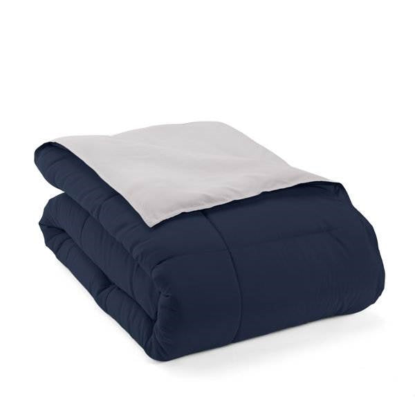 Twin/Twin XL 2-Piece Microfiber Reversible Comforter Set in Navy Blue/Grey-3