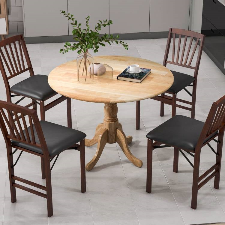 40-inch Round Solid Wood Farmhouse Kitchen Dining Table in Natural Wooden Finish-2