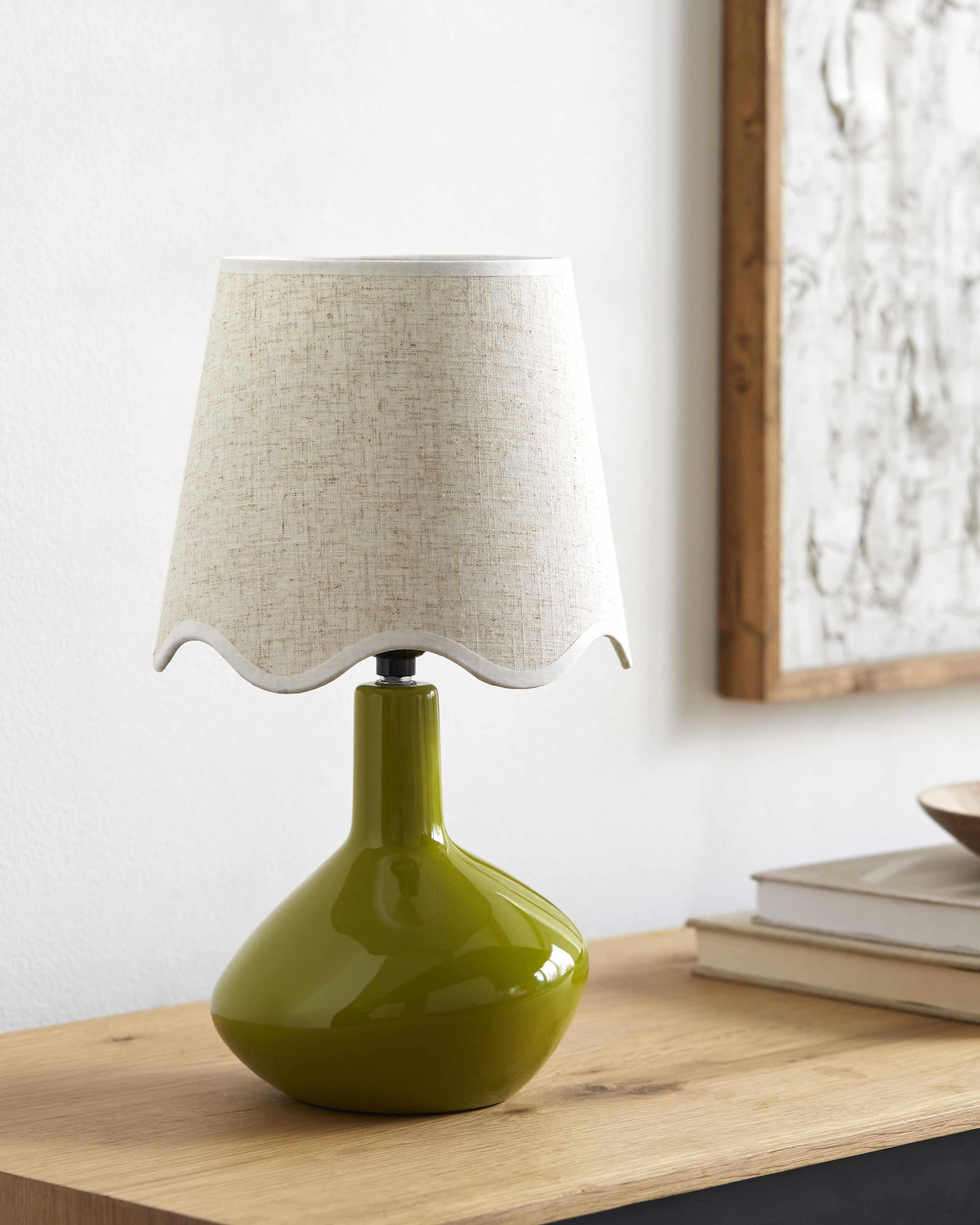 Neuenhagen Olive & Wheat Ceramic Table Lamp - PRHOMZ