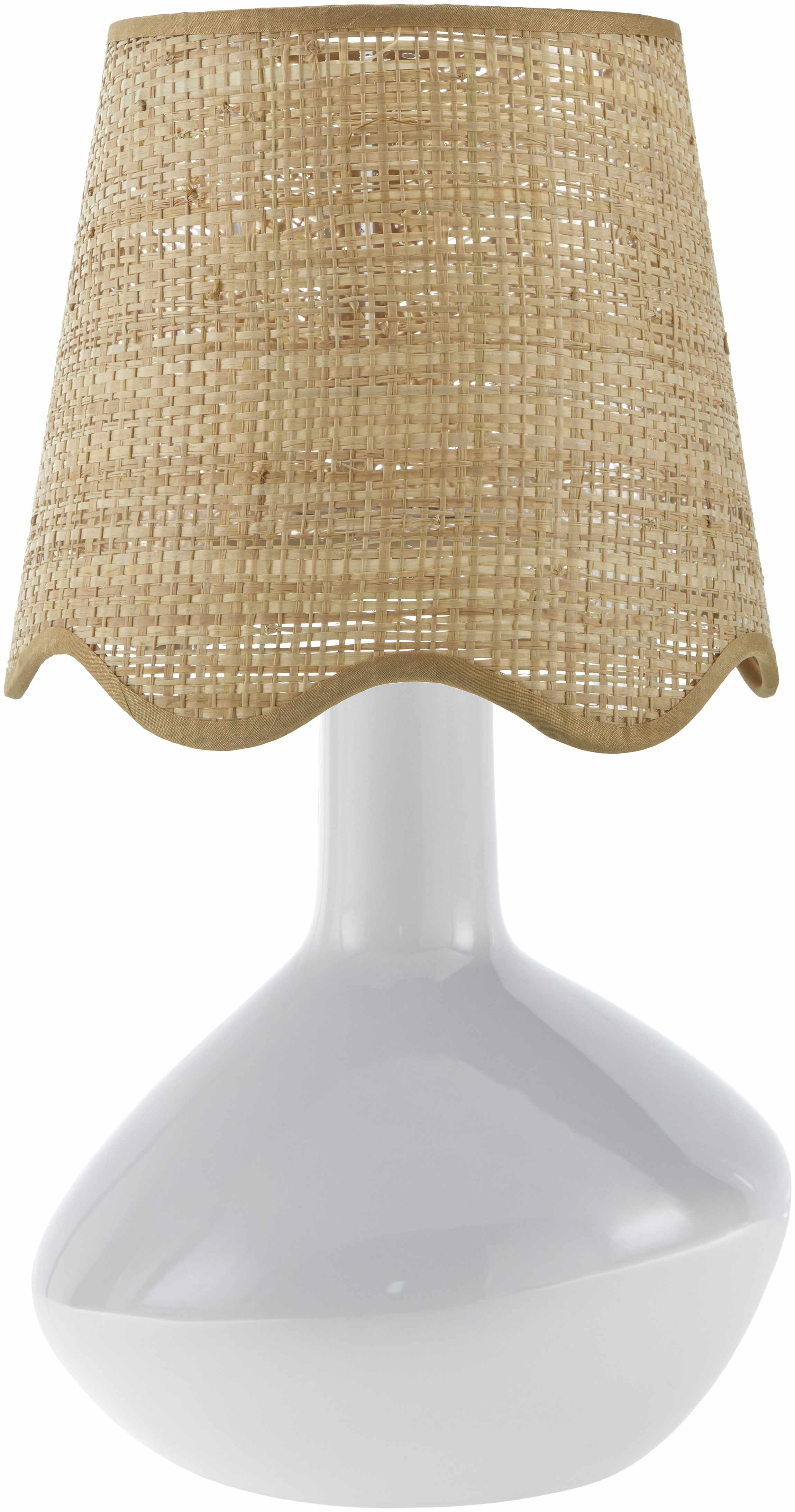 Neuenhagen White Rattan Ceramic Table Lamp-0