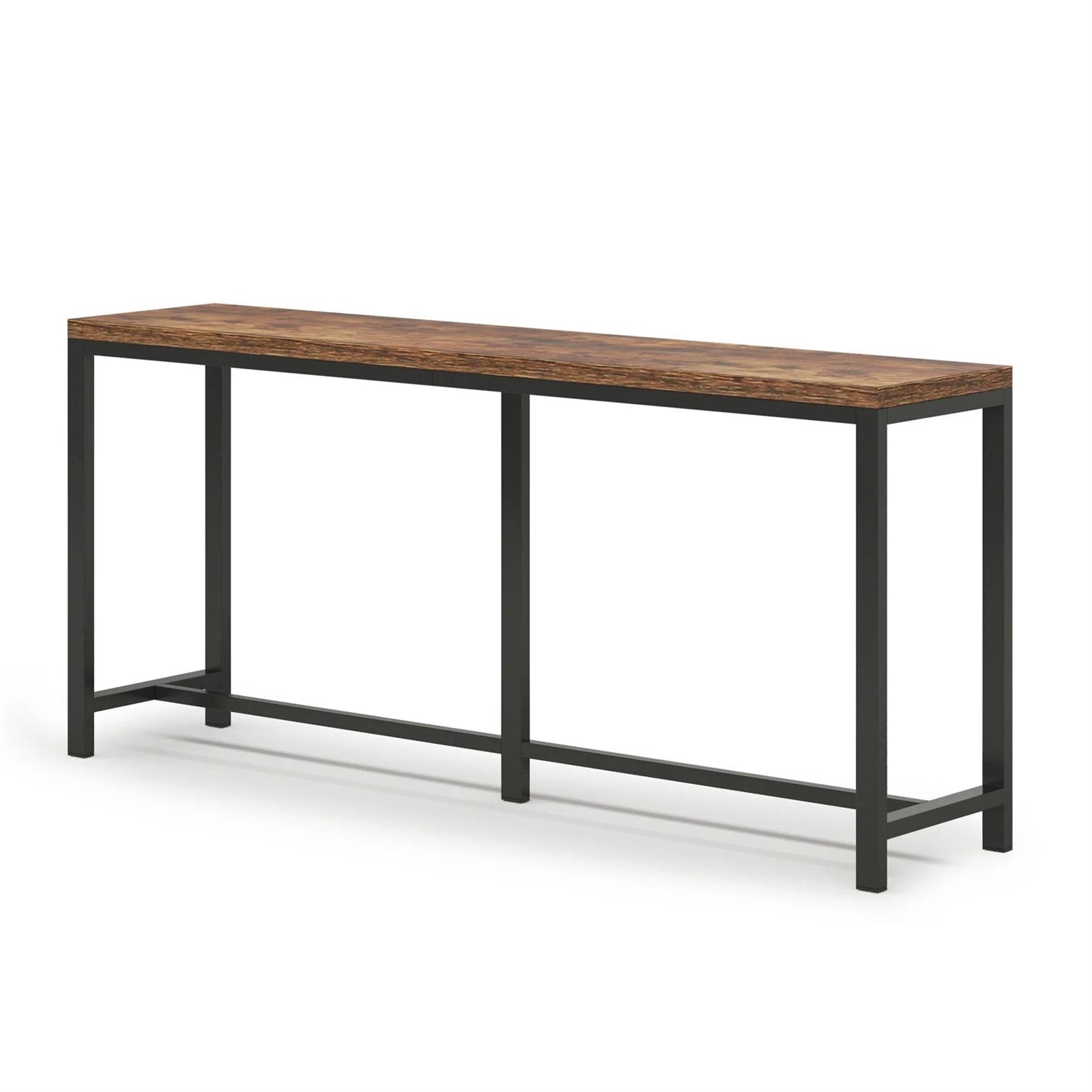70-inch Long Narrow Hallway Sofa Table with Wood Top and Black Metal Frame-1