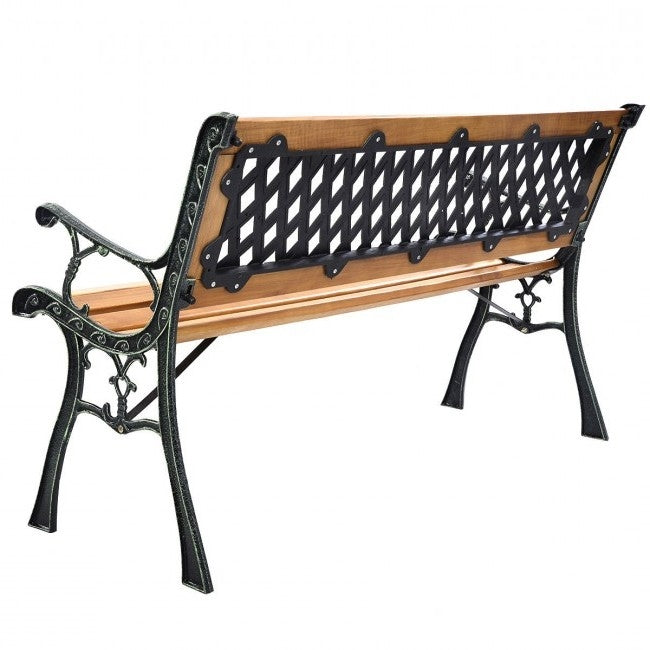 FarmHome Outdoor Patio Park Cast Iron Garden Porch Chair Bench-2