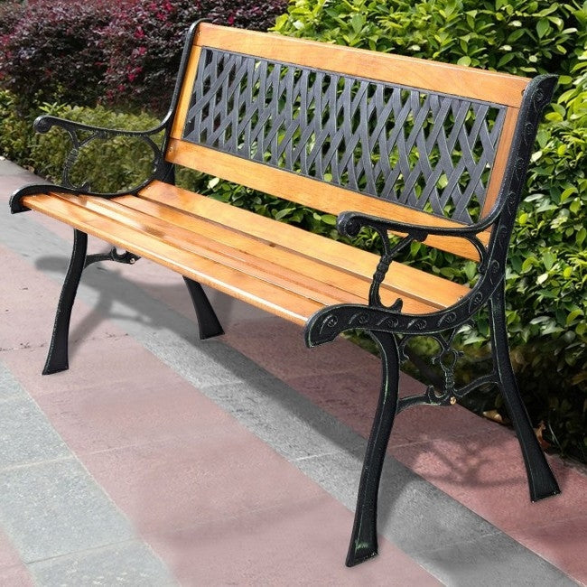 FarmHome Outdoor Patio Park Cast Iron Garden Porch Chair Bench-3