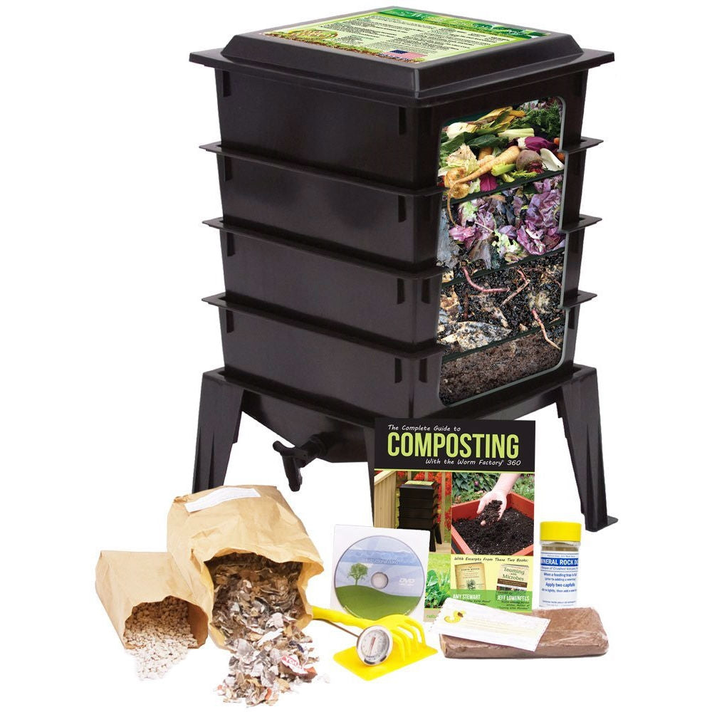 Black Worm Composter with Compost Tea Spigot - Indoor or Outdoor-0