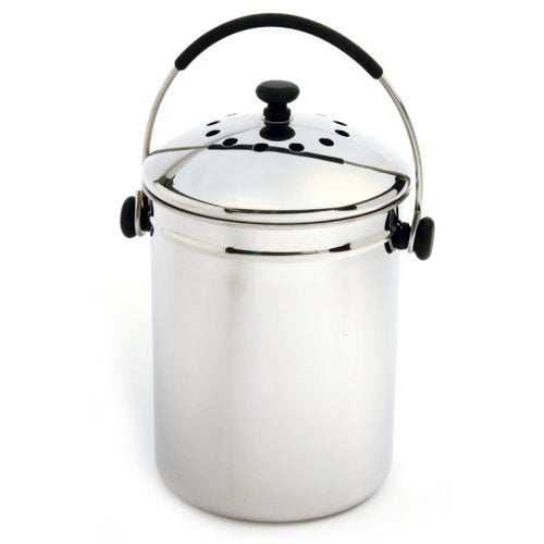 Stainless Steel Kitchen Compost Keeper Bin with Charcoal Filter-0