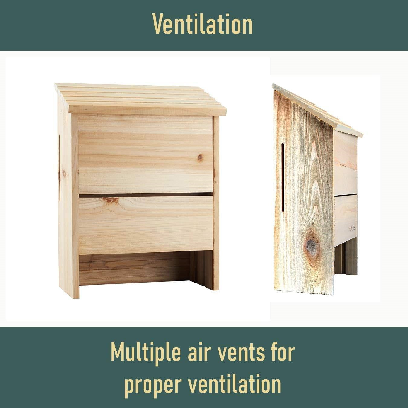 Outdoor Solid Cedar Wood Bat House - Holds up to 75 Bats-2