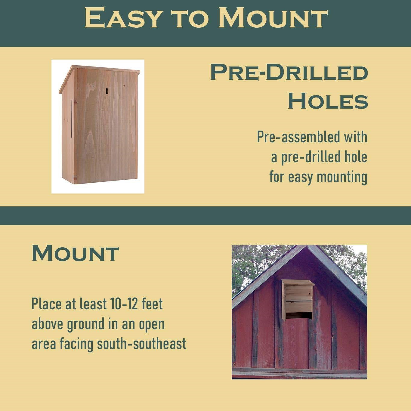 Outdoor Solid Cedar Wood Bat House - Holds up to 75 Bats-3