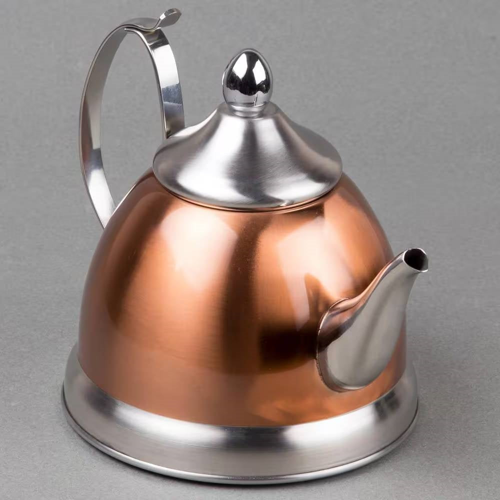 1 Quart Stainless Steel Teapot Kettle in Copper Finish with Tea Infuser-1