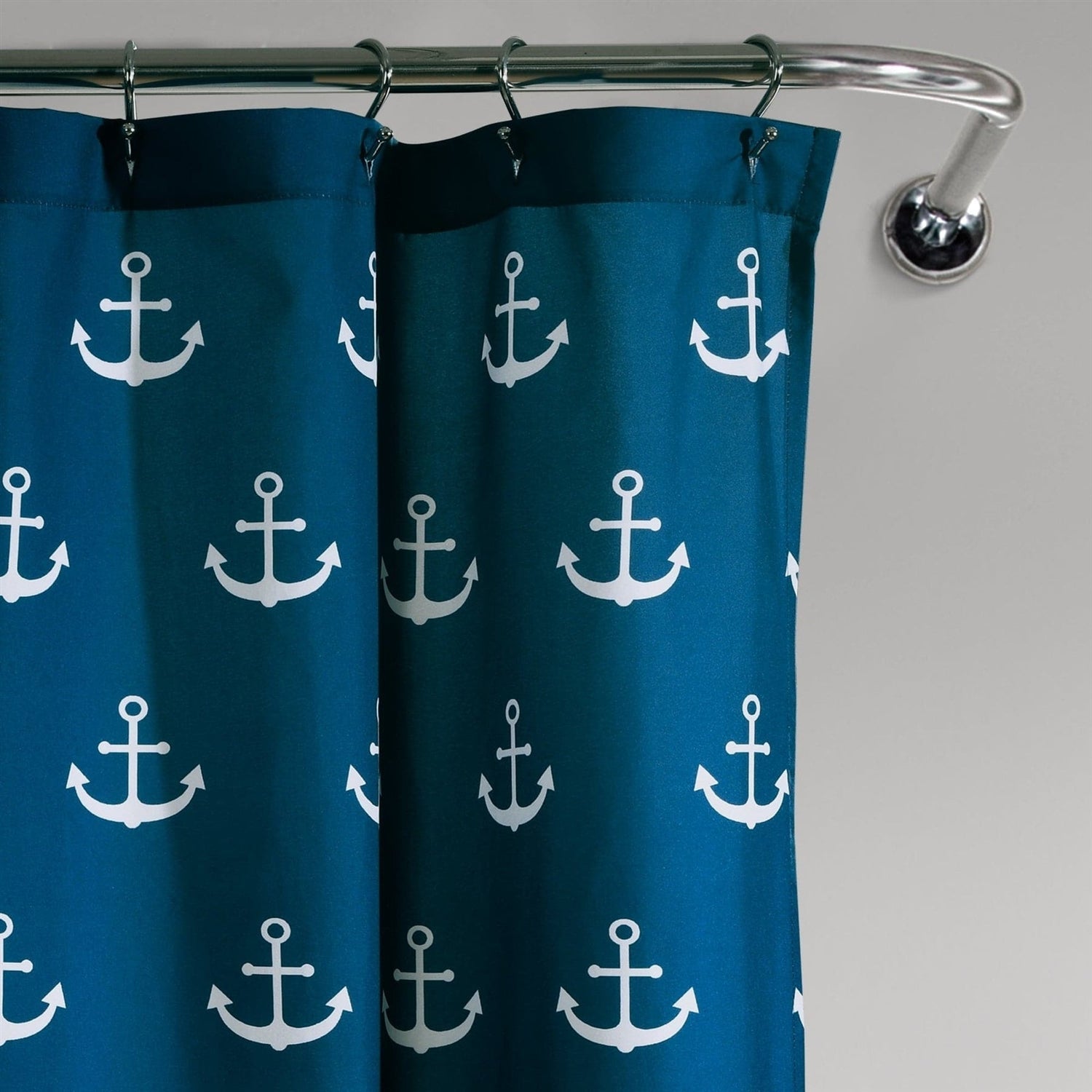 72-inch Navy White Nautical Anchor Polyester Shower Curtain-1