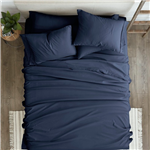 Full Navy Blue 6-Piece Soft Wrinkle Resistant Microfiber/Polyester Sheet Set-0