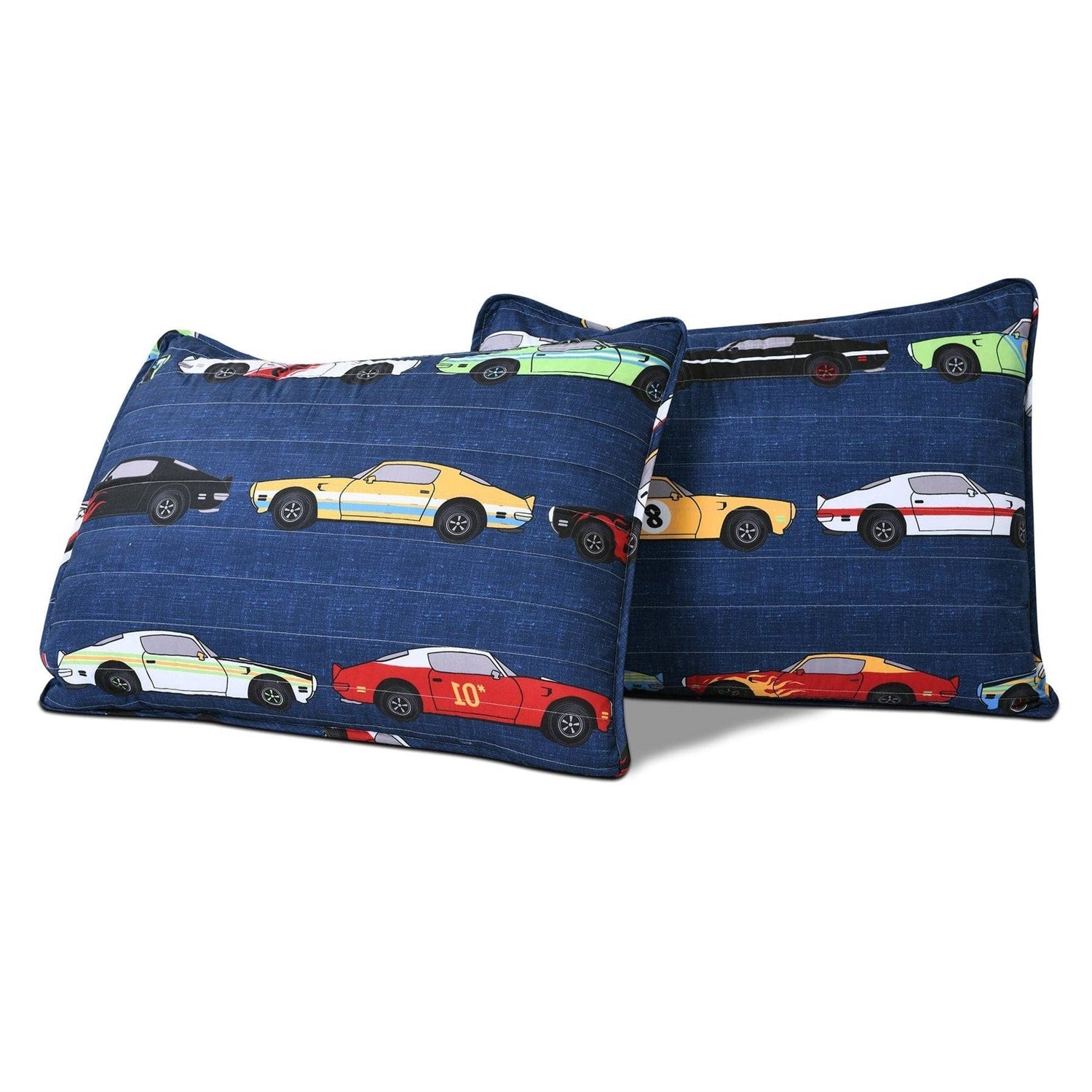 Twin Size Lightweight Navy Race Cars 2 Piece Quilt Set-3