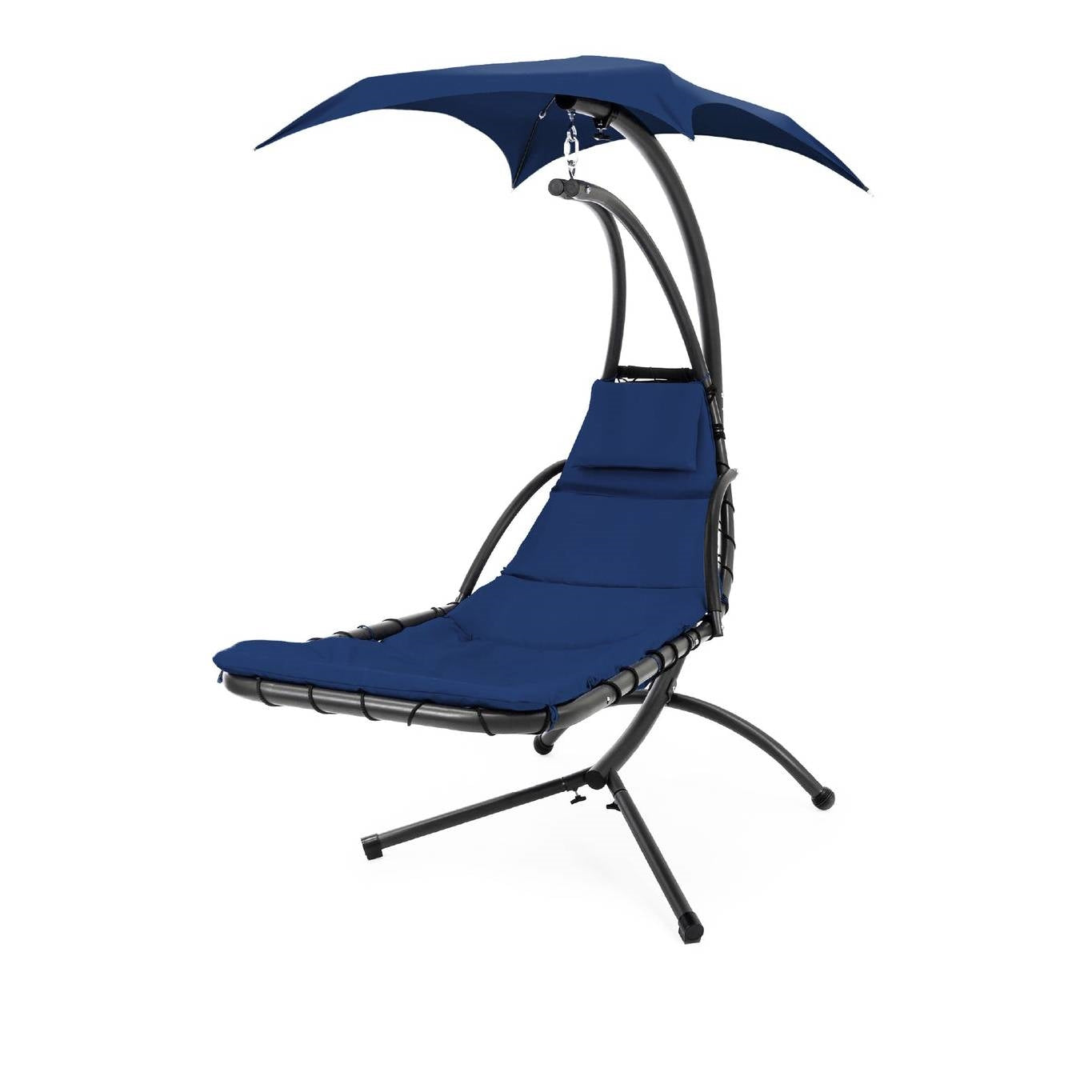 Navy Blue Single Person Sturdy Modern Chaise Lounger Hammock Chair Porch Swing-0