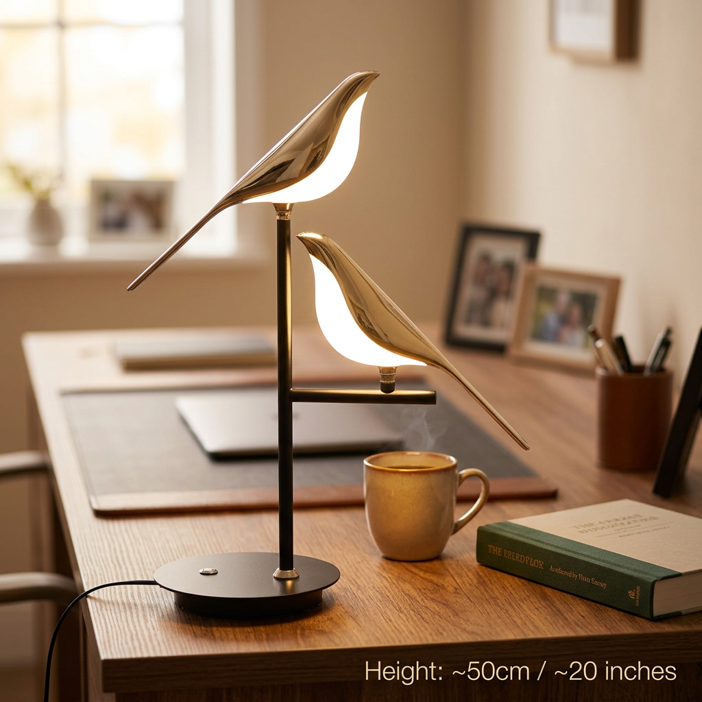 Gold Bird Table Lamp Modern LED Decorative Desk Lamp