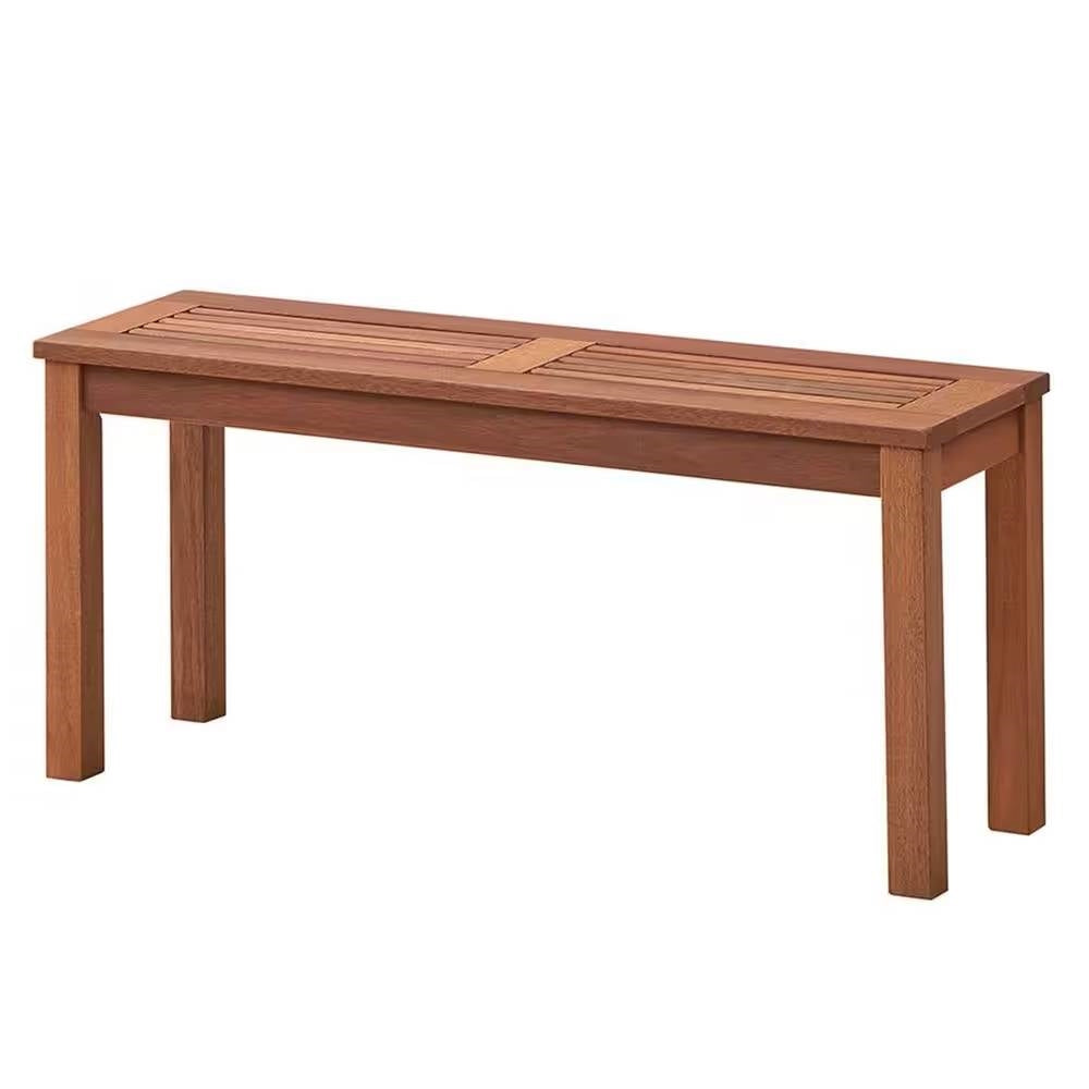 Solid Wood Outdoor 2-Seat Backless Garden Bench in Natural Finish-0