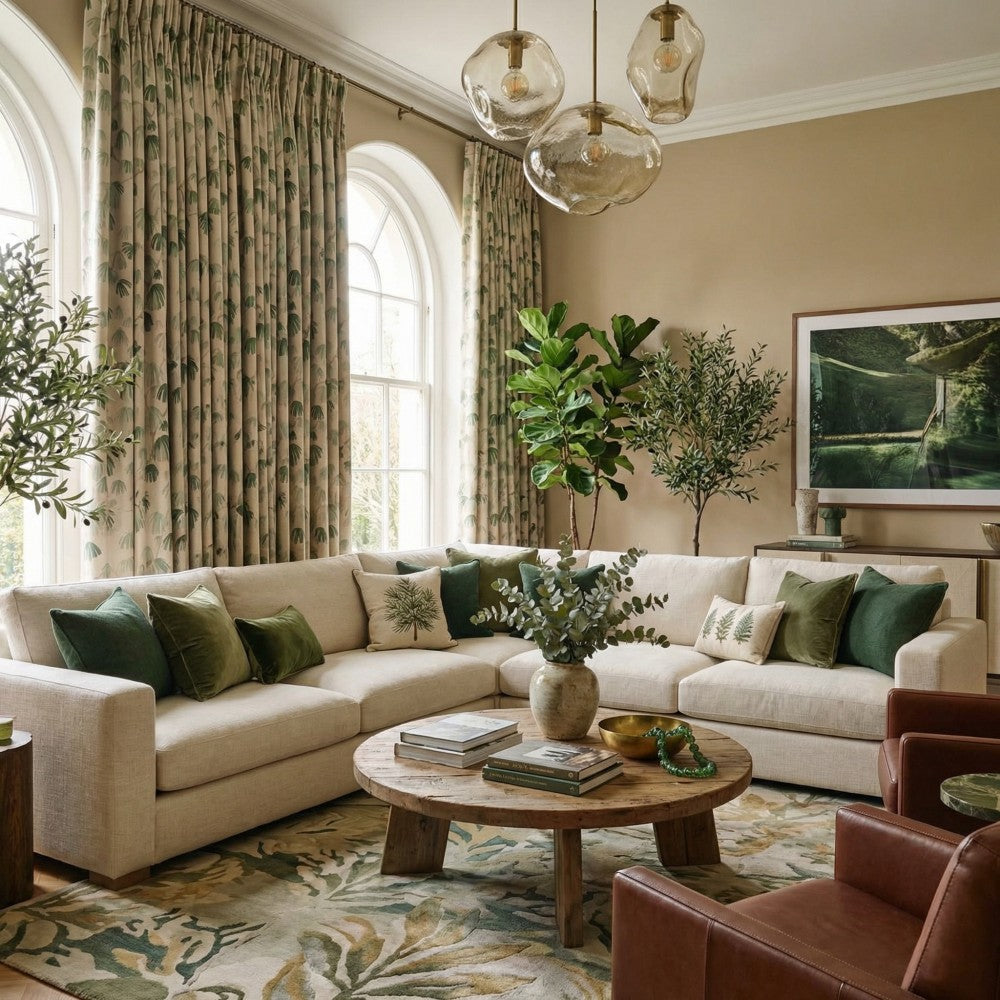Nayla Green Unconventional Pine Print Curtains