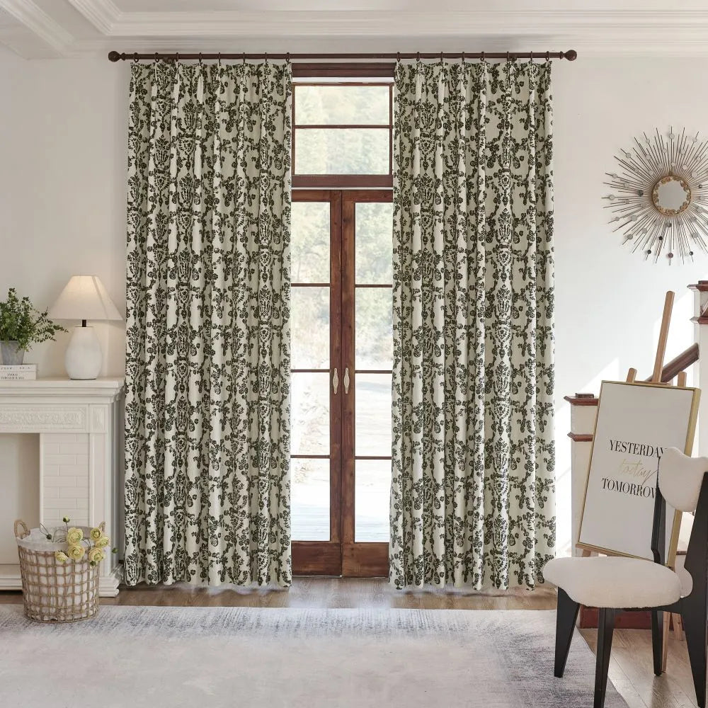 Nellie Cottage Style Floral Jacquard Curtains
