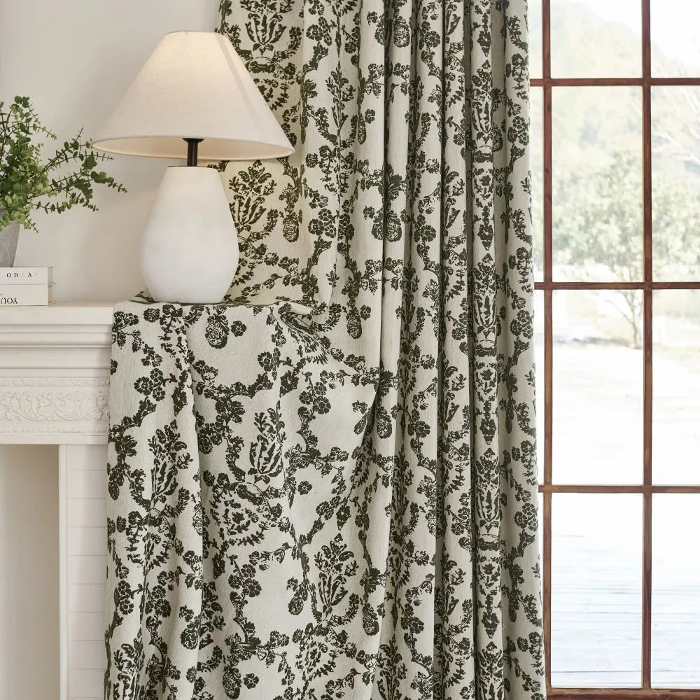 Nellie Cottage Style Floral Jacquard Curtains