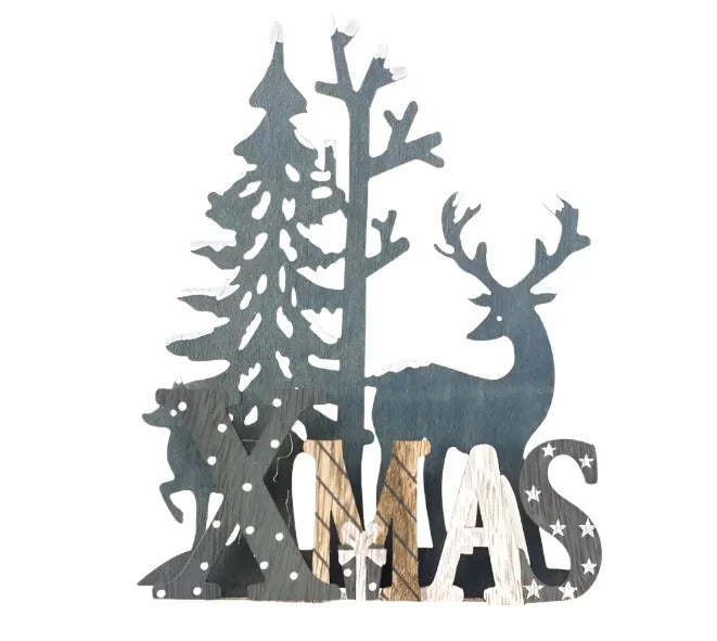 Wooden Reindeer Christmas Ornaments for Home Decor(60pcs )-0