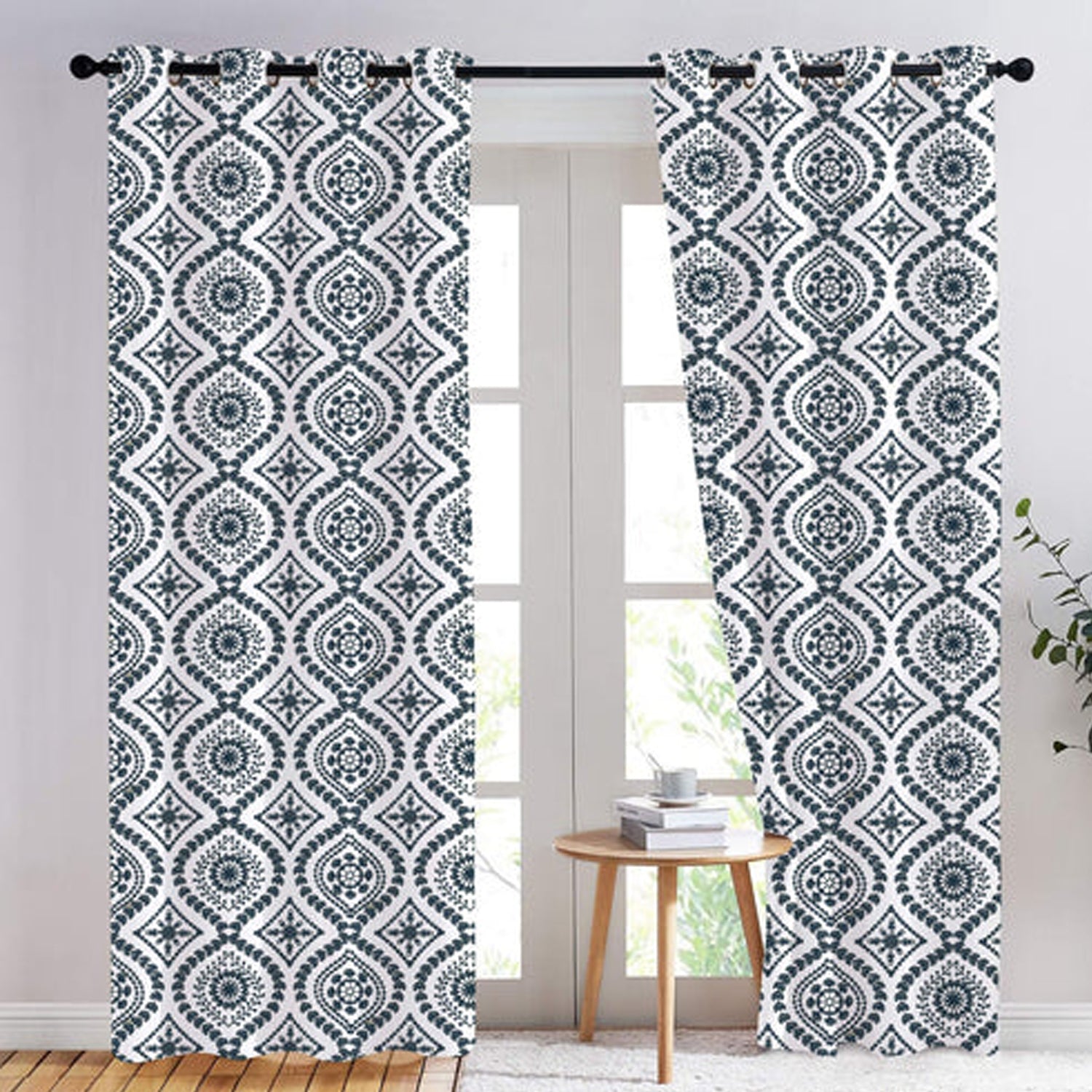 Nikoleta - Set of 2 Panels Crewel Embroidered Curtains | Linen Cotton Mix | Fully Embroidered | Lined-0