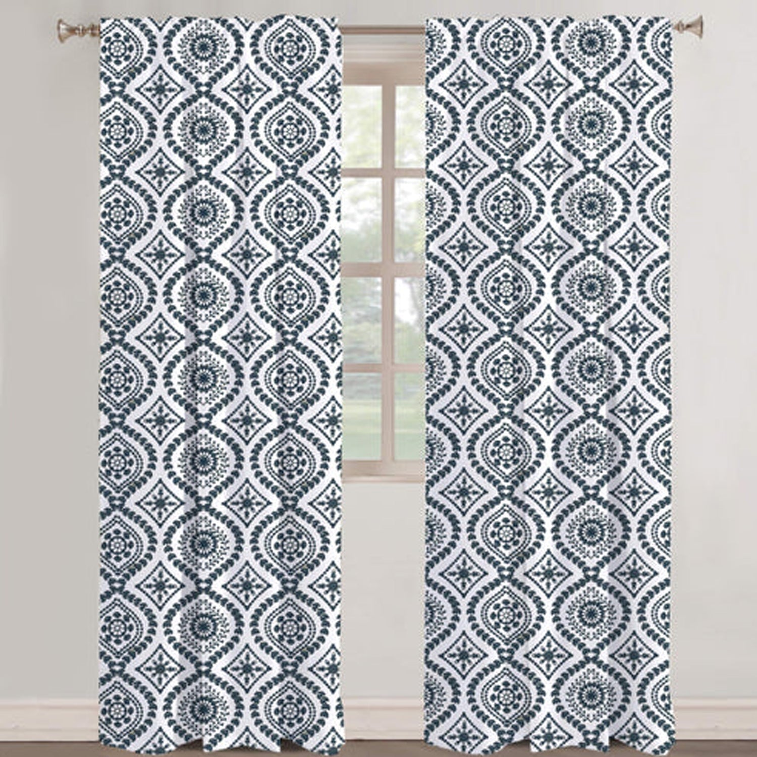 Nikoleta - Set of 2 Panels Crewel Embroidered Curtains | Linen Cotton Mix | Fully Embroidered | Lined-1