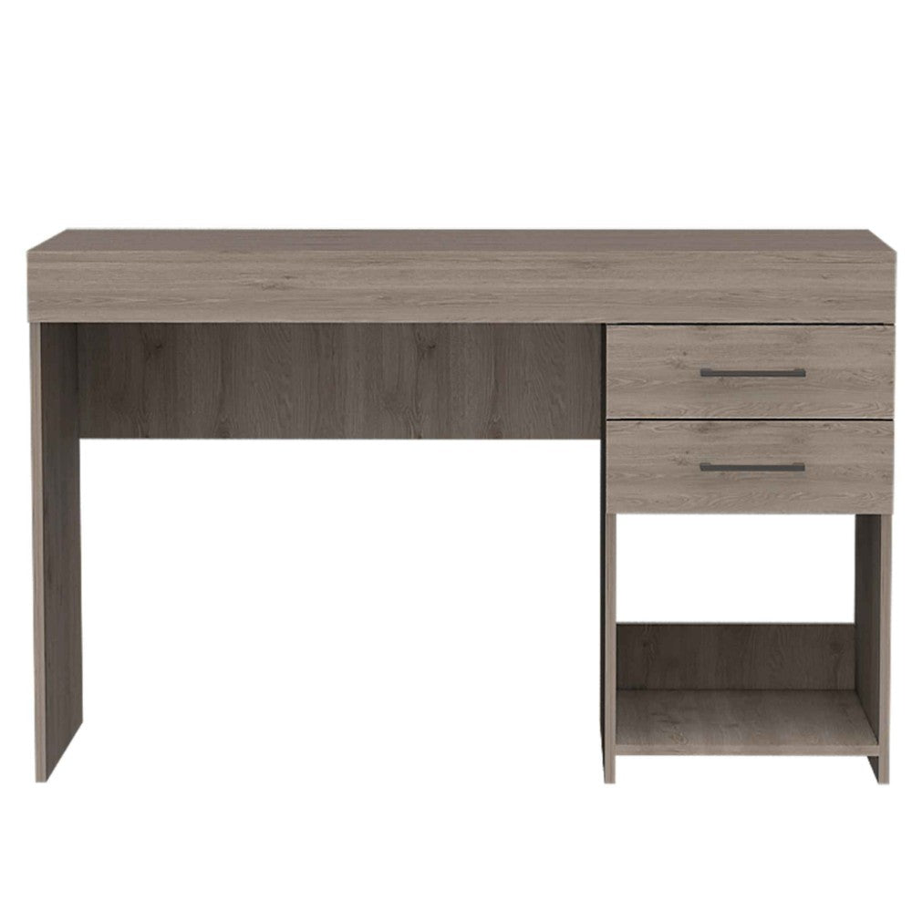 Computer Desk Limestone, Two Drawers, Light Gray Finish-2