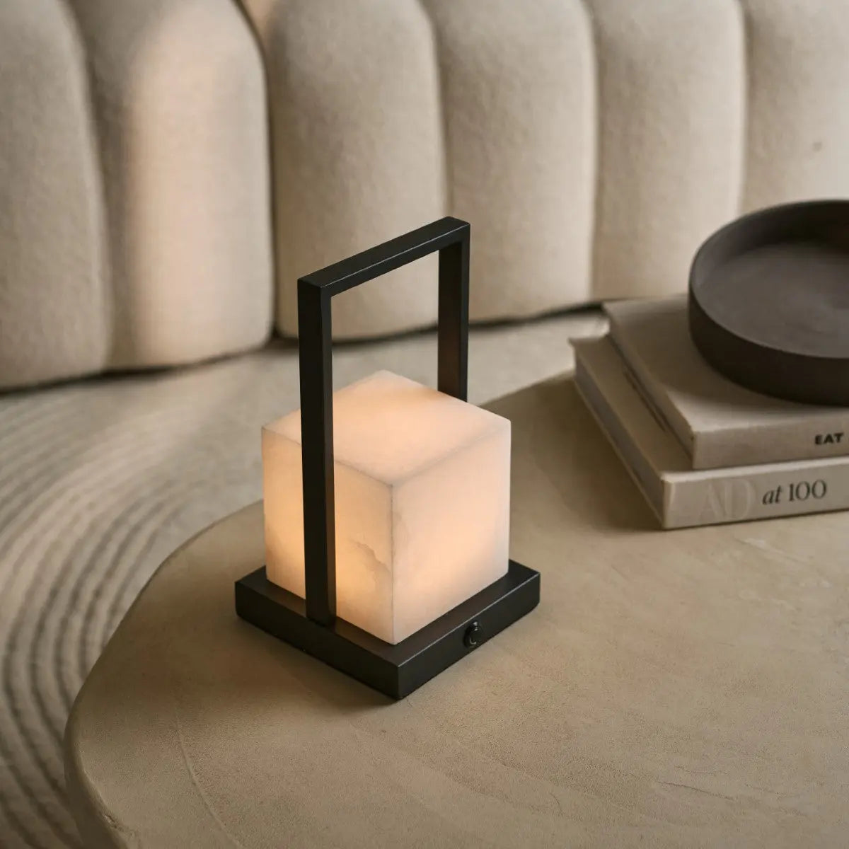 Nola Rechargeable Table Lamp Made of Alabaster l Three Light Modes & Rechargeable-2