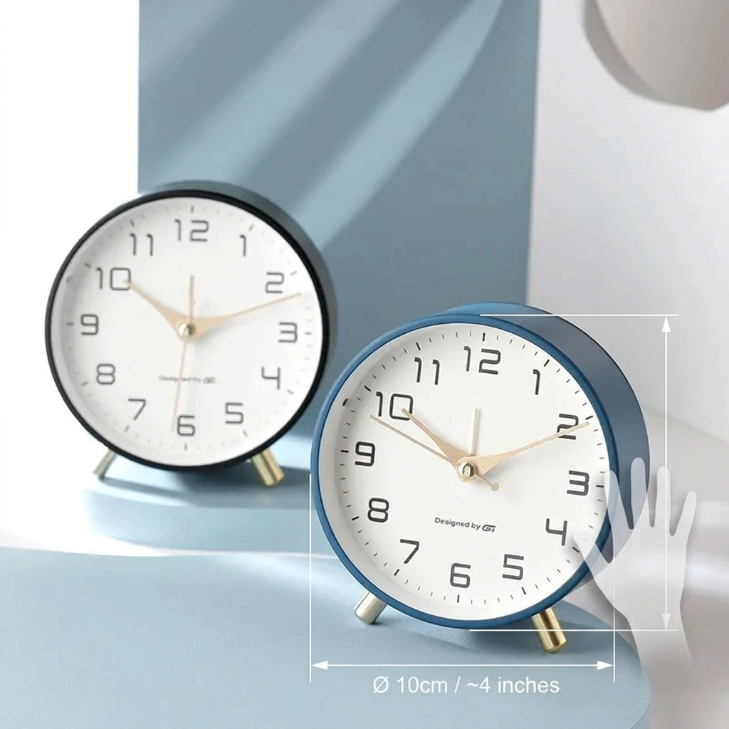 Scandinavian Silent Table Clock Battery Operated Minimalist Desk Clock