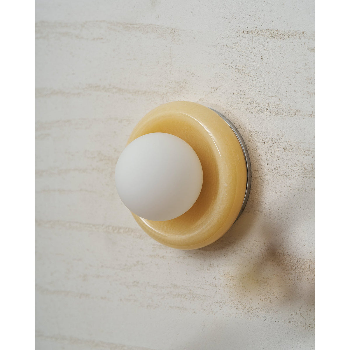 Onyx Halo Series | Natural Onyx Wall Sconce with White Glass Diffuser for Bedside