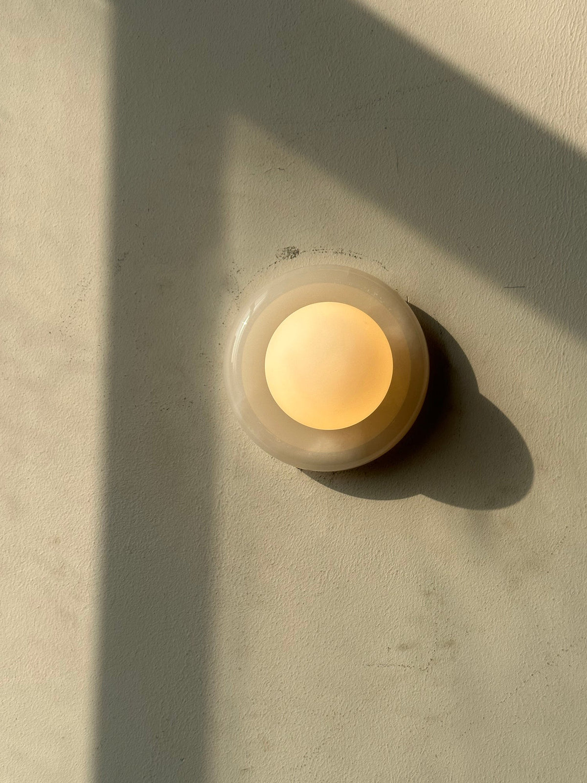 Onyx Halo Series | Natural Onyx Wall Sconce with White Glass Diffuser for Bedside