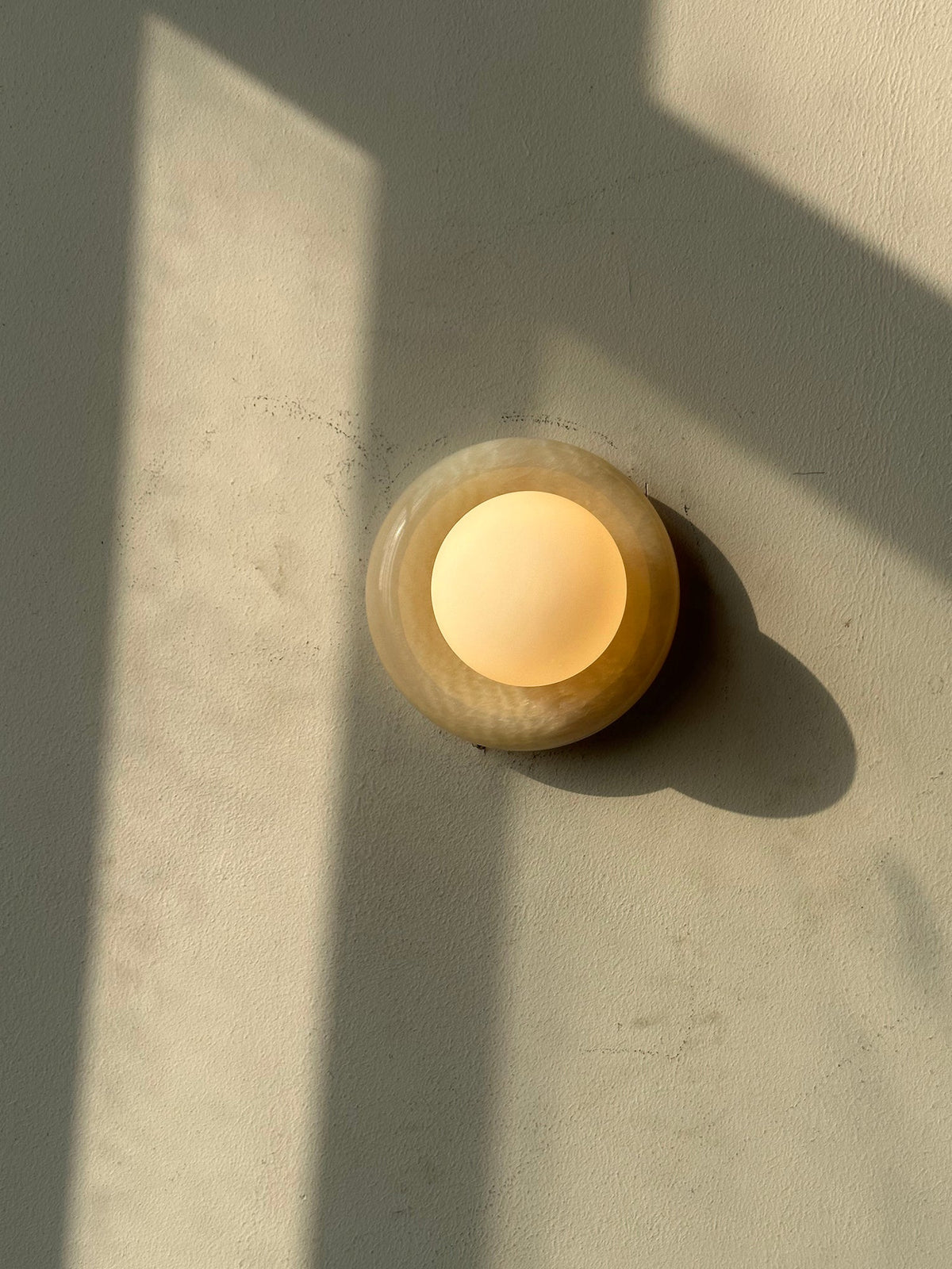 Onyx Halo Series | Natural Onyx Wall Sconce with White Glass Diffuser for Bedside