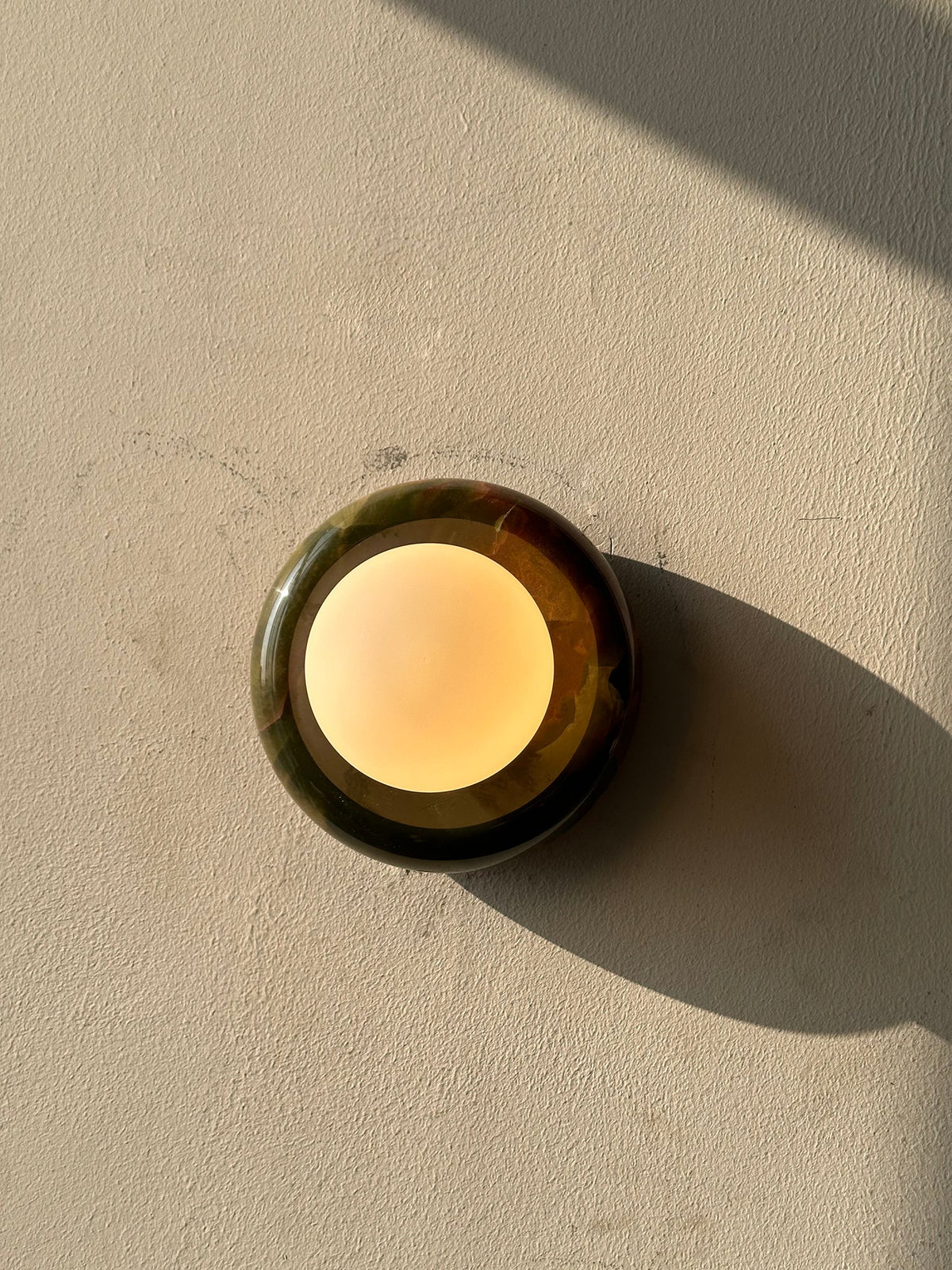 Onyx Halo Series | Natural Onyx Wall Sconce with White Glass Diffuser for Bedside