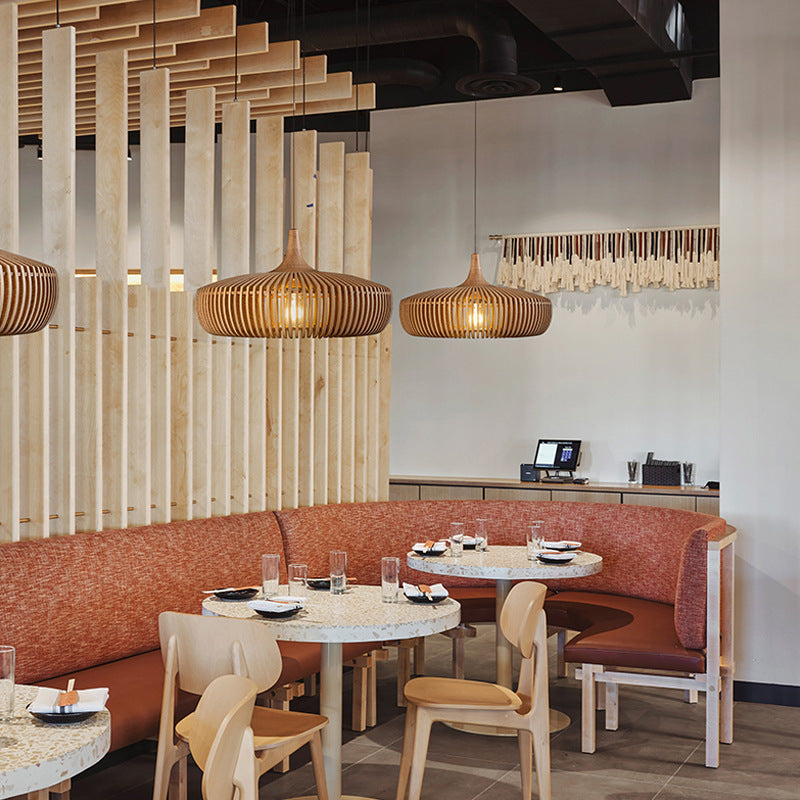 Japandi Wooden Pendant Light Modern Scandinavian Ceiling Lamp