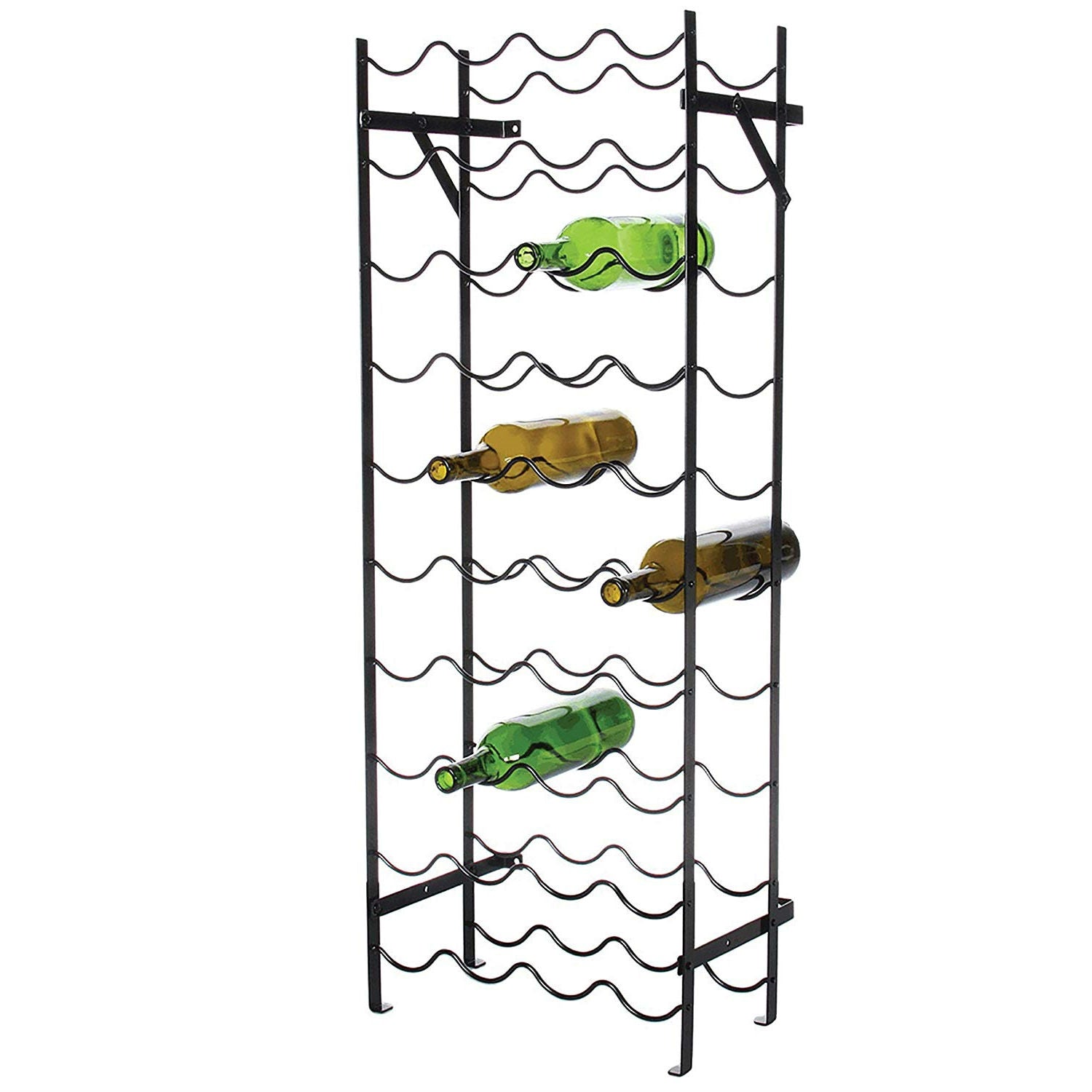 Black Metal 40-Bottle Wine Rack with Wall Anchors-0