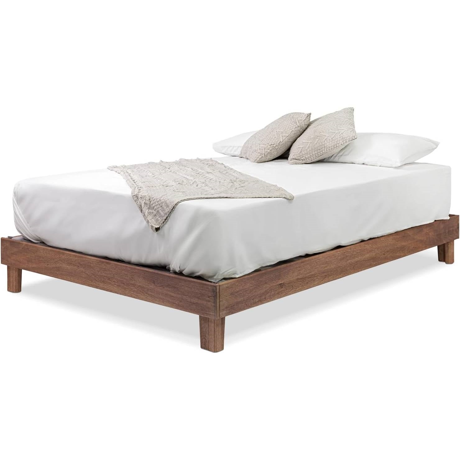 Full size Solid Wood Heavy Duty Platform Bed Frame in Oak Finish - Made In USA-2