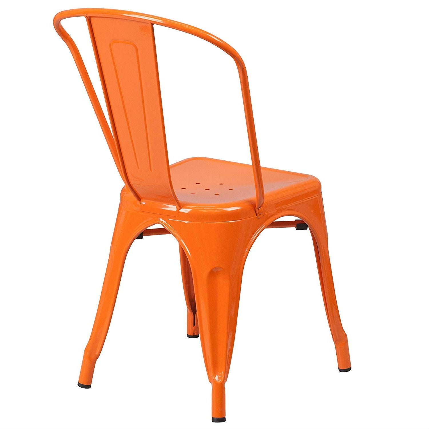 Set of 4 Outdoor Indoor Orange Metal Stacking Bistro Dining Chairs-3