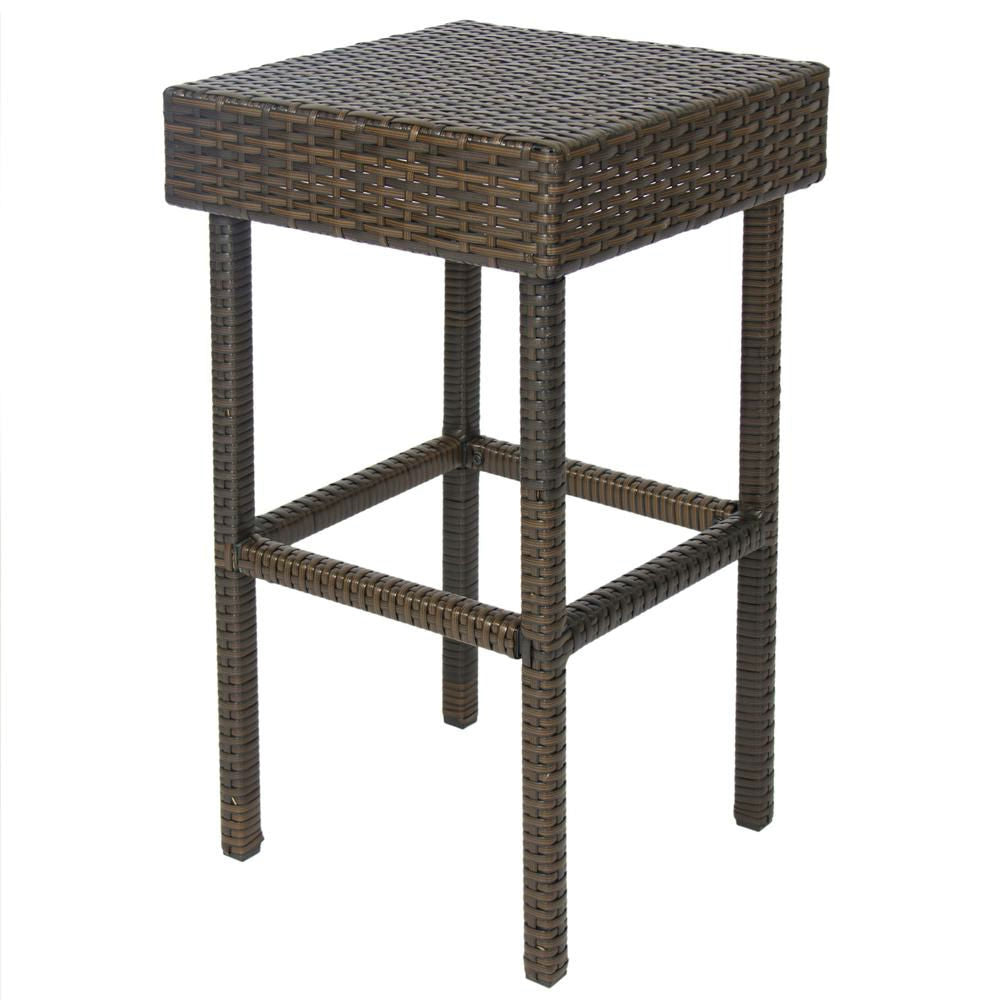 Outdoor 3-Piece PE Wicker Bar Set with Table and Stools-2