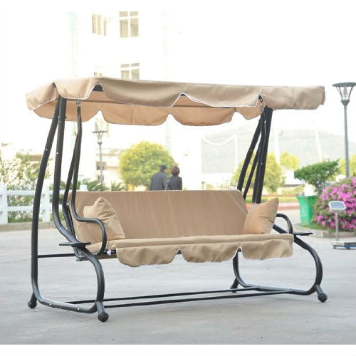 Outdoor Canopy Swing Patio Porch Shade Deck Bed in Sand-0