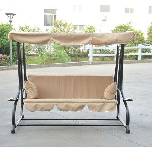 Outdoor Canopy Swing Patio Porch Shade Deck Bed in Sand-1