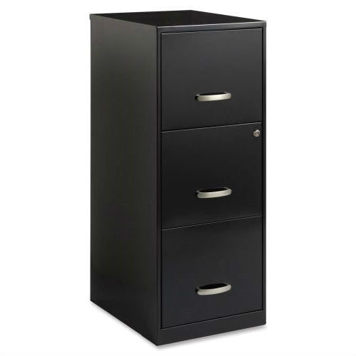Black Metal 3-Drawer Vertical Filing Cabinet - Great for Home Office-0