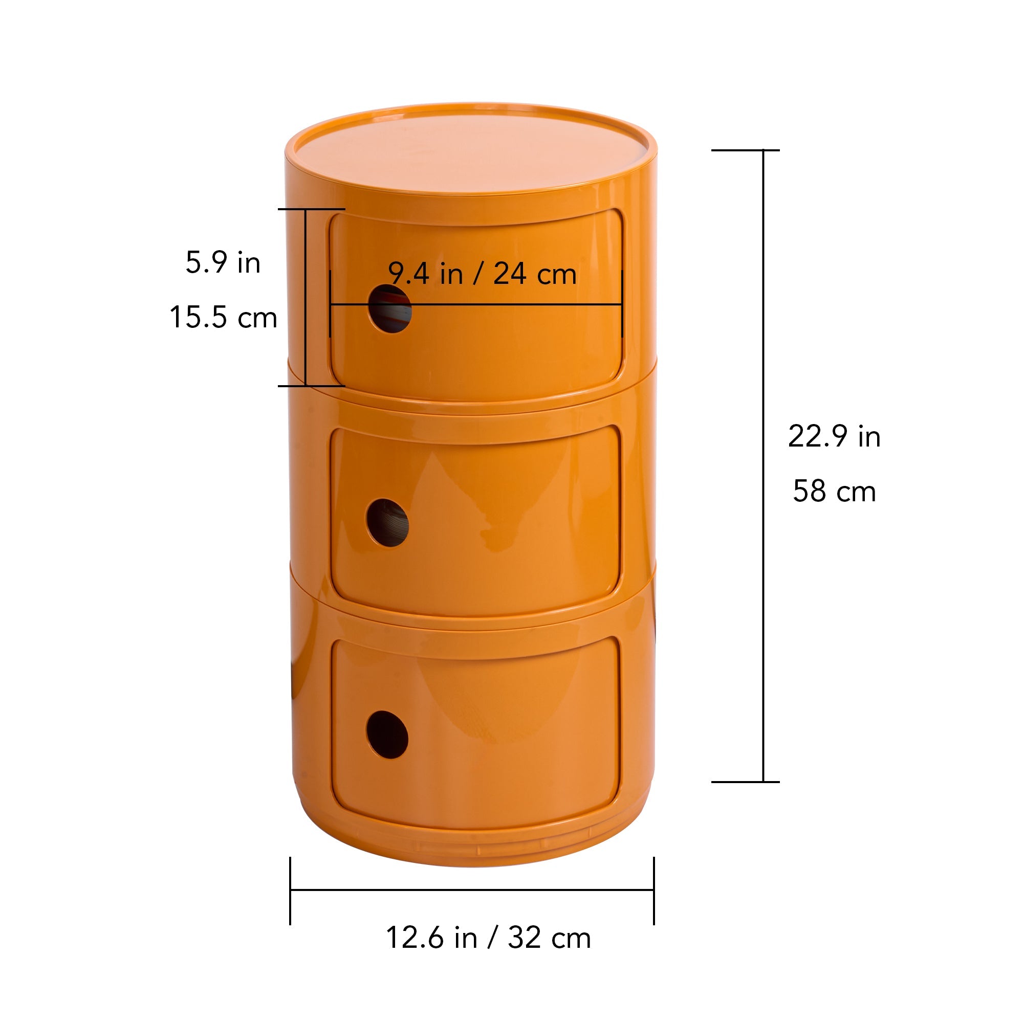 Yellow Mailbox Style Round Nightstand, Modern Simple Plastic Locker Side Table,  Narrow Bedroom Storage Cabinet-3